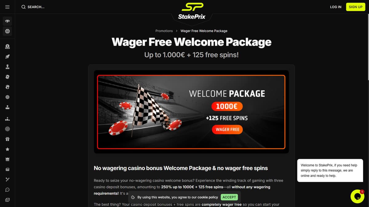 Welcome package StakePrix Casino