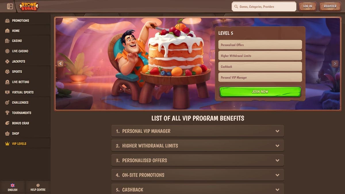 VIP programme Stone Vegas Casino