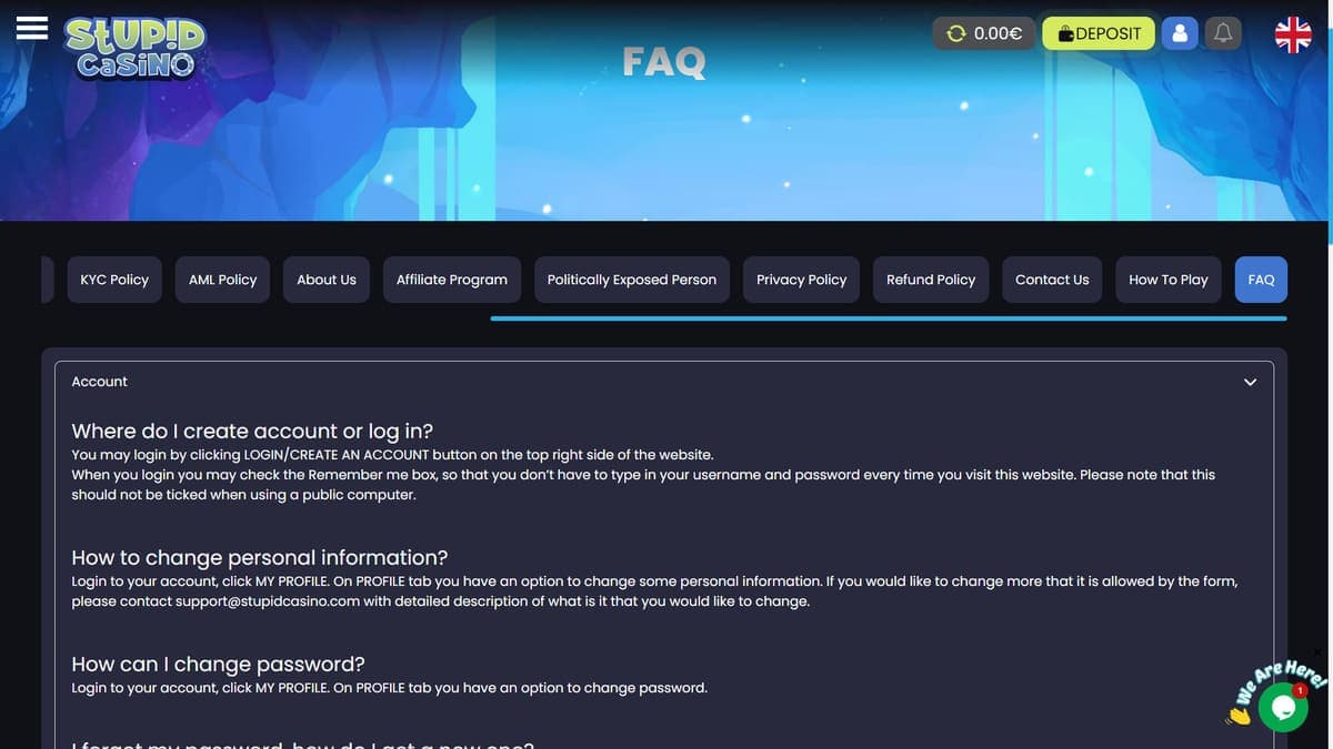 FAQ Stupid Casino