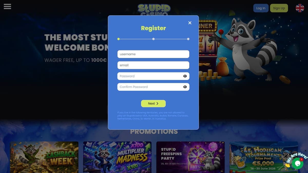 Registration Stupid Casino