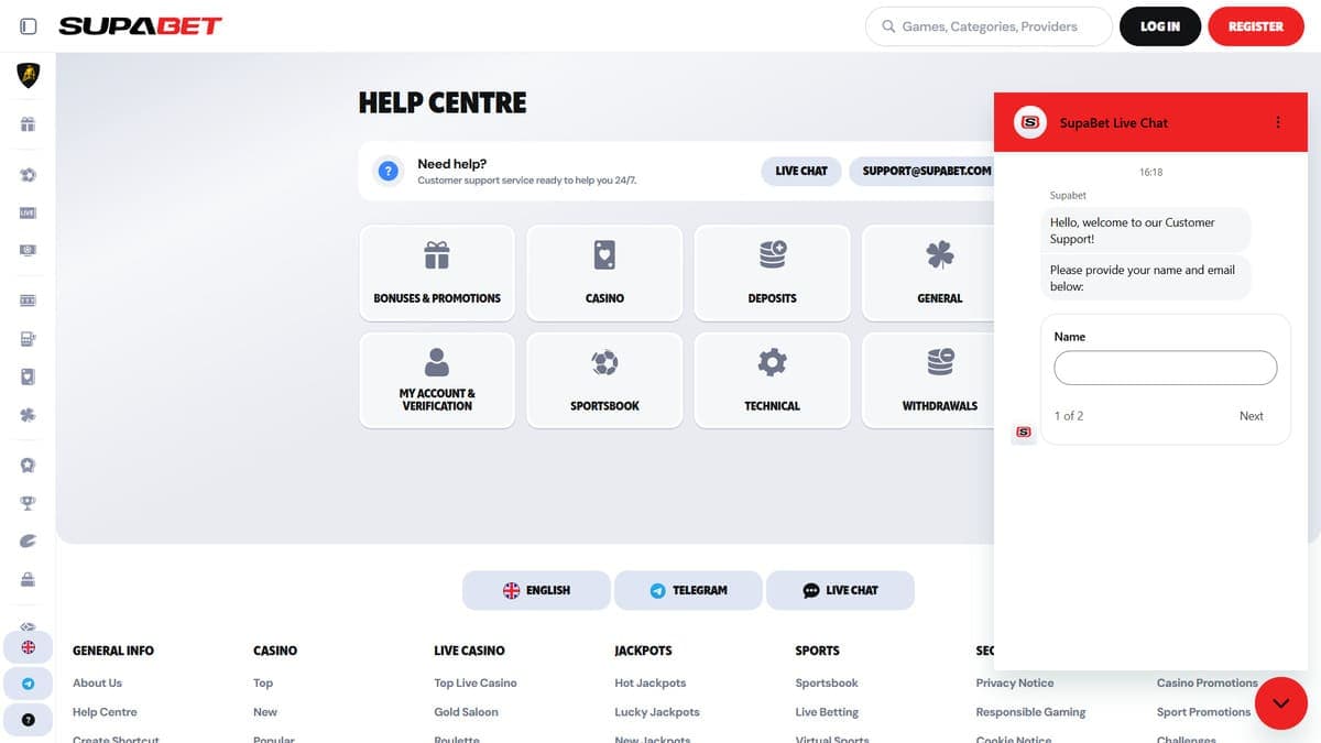 Help centre Supabet Casino