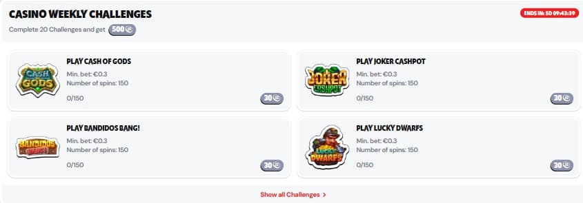 Weekly challenges Supabet Casino
