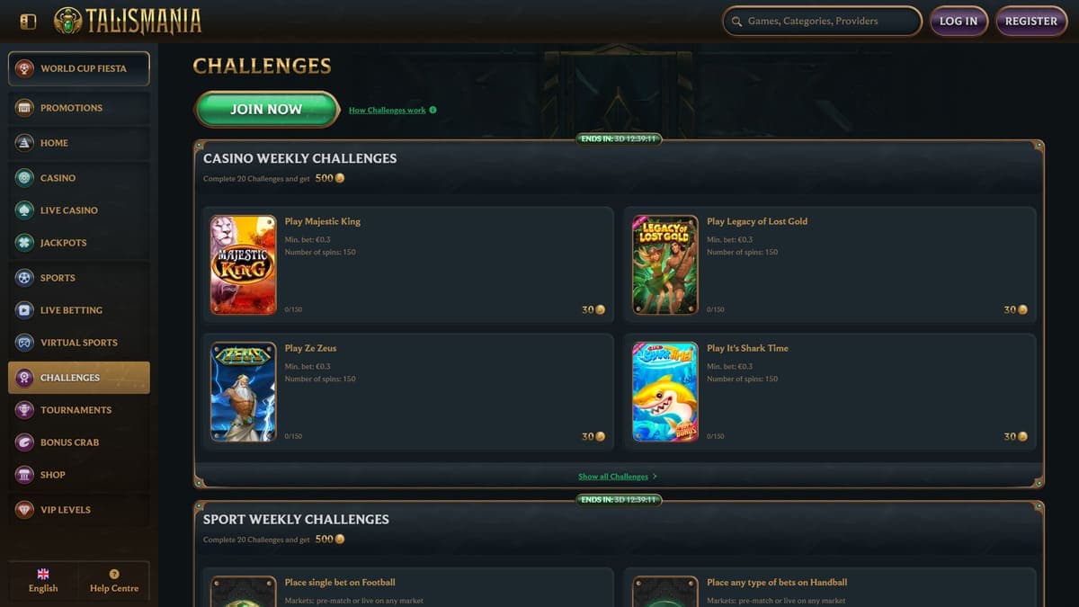 Challenges Talismania Casino