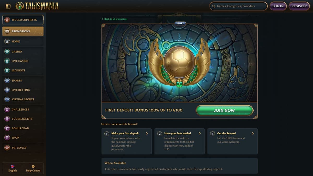 First deposit bonus Talismania Casino