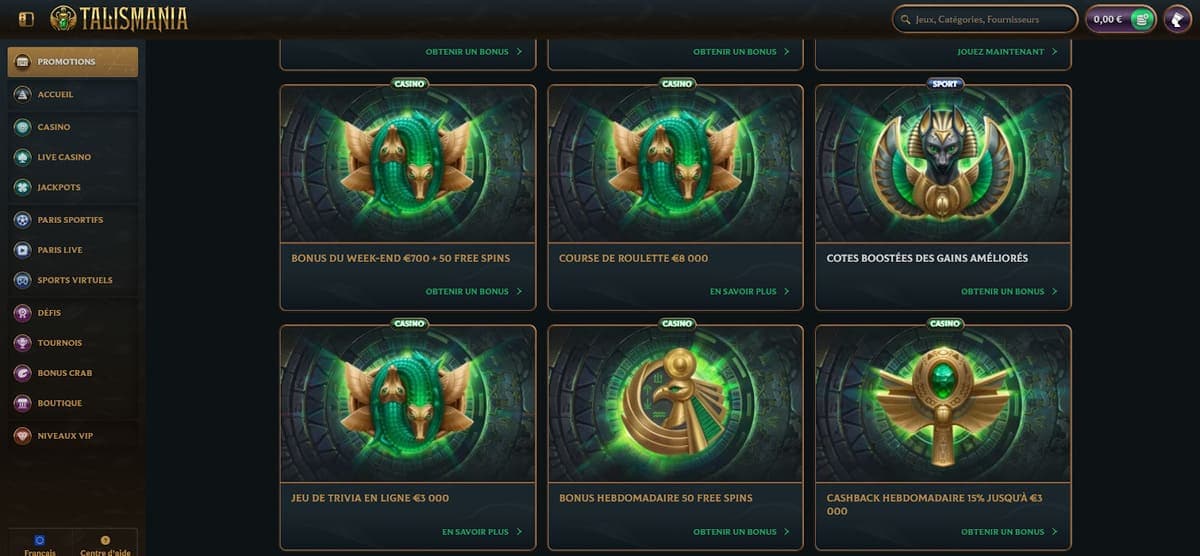 Promos Talismania Casino