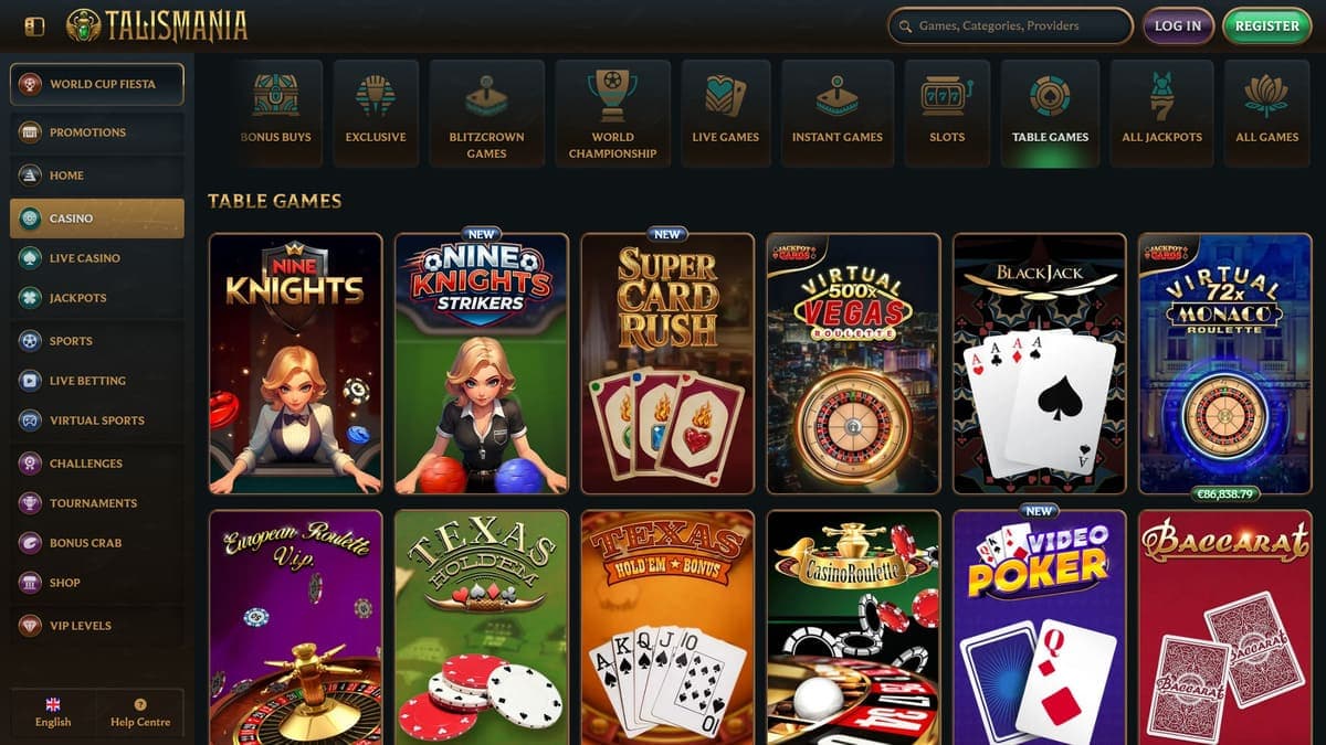 Table games Talismania Casino