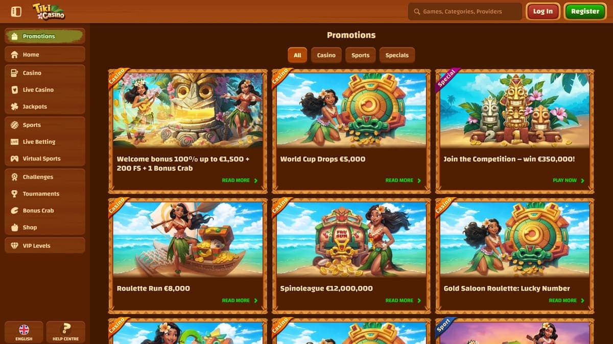 Promotional offers Tiki Casino
