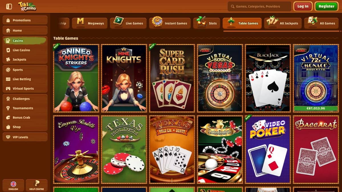 Table games Tiki Casino
