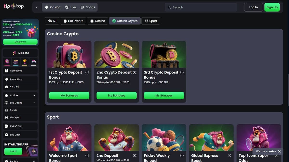 Crypto bonus Tip Top Bet Casino