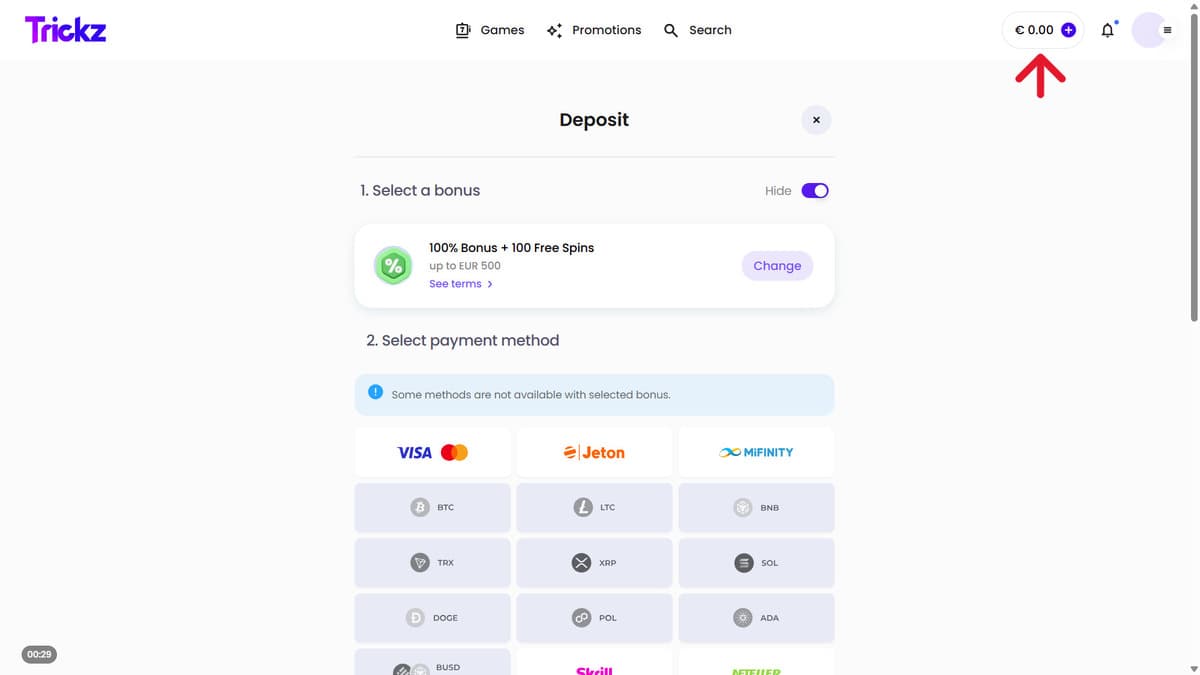 Deposit Trickz Casino