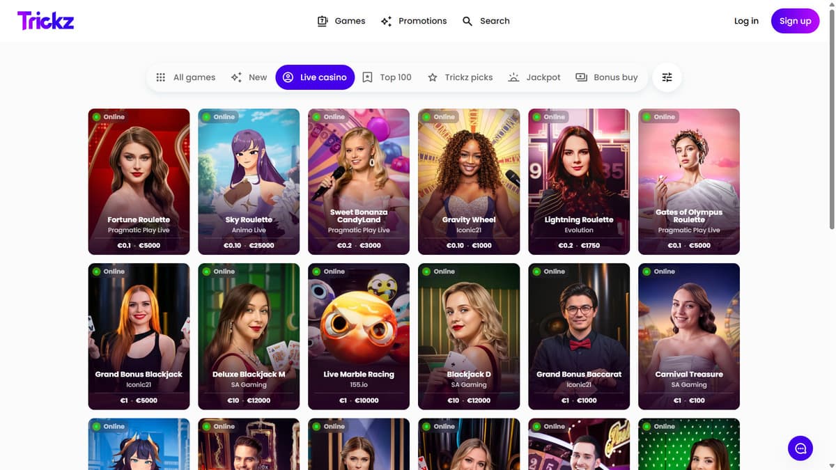 Live casino Trickz Casino