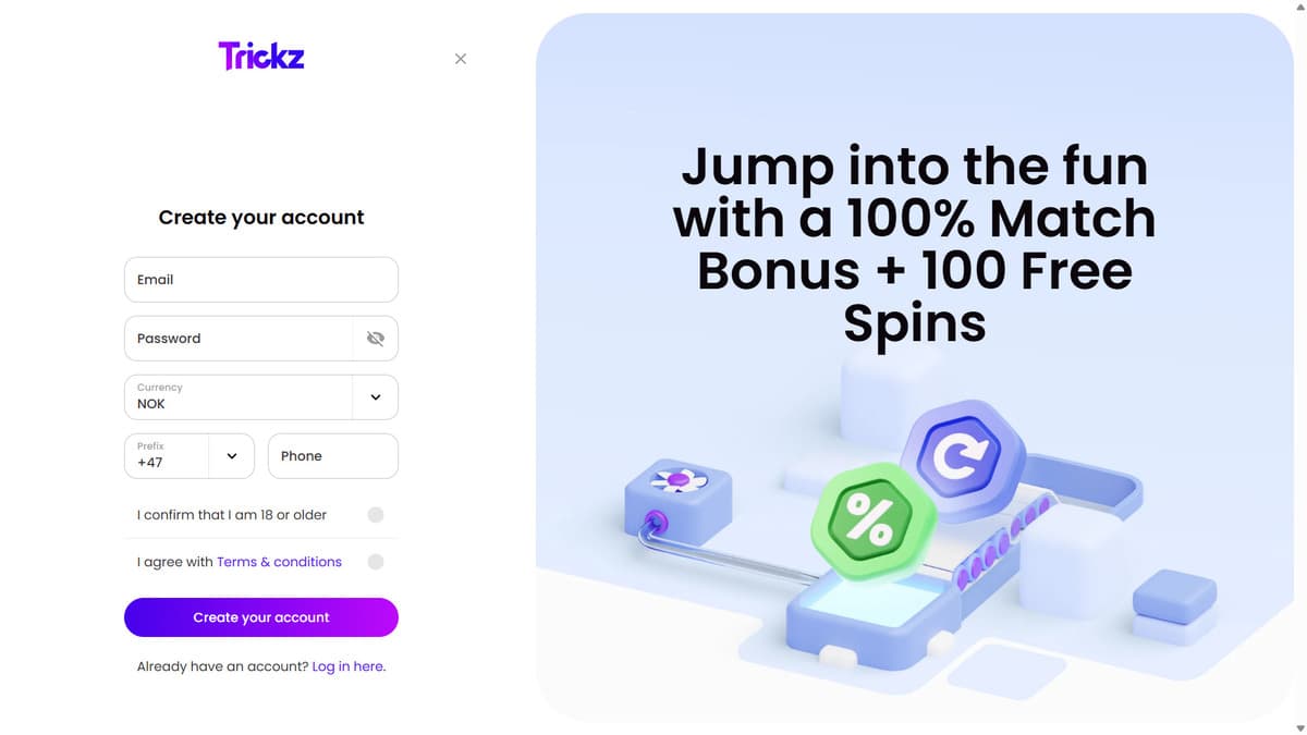 Sign-up Trickz Casino