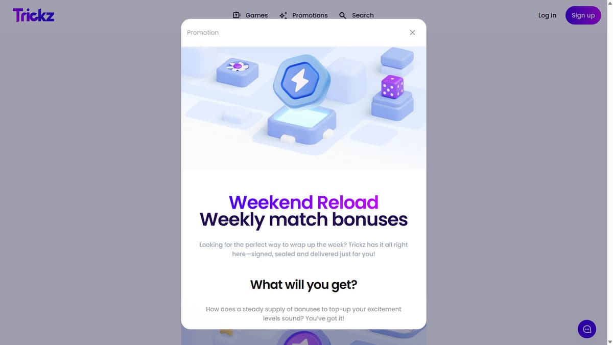 Week end reload Trickz Casino