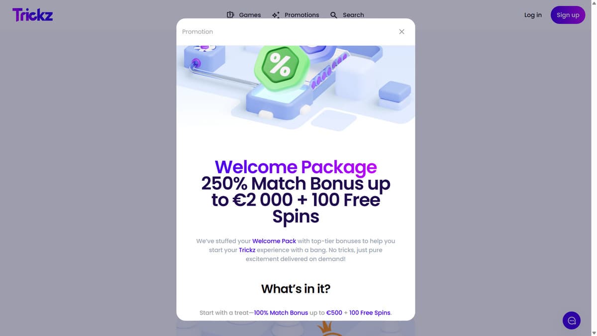 Welcome Package Trickz Casino