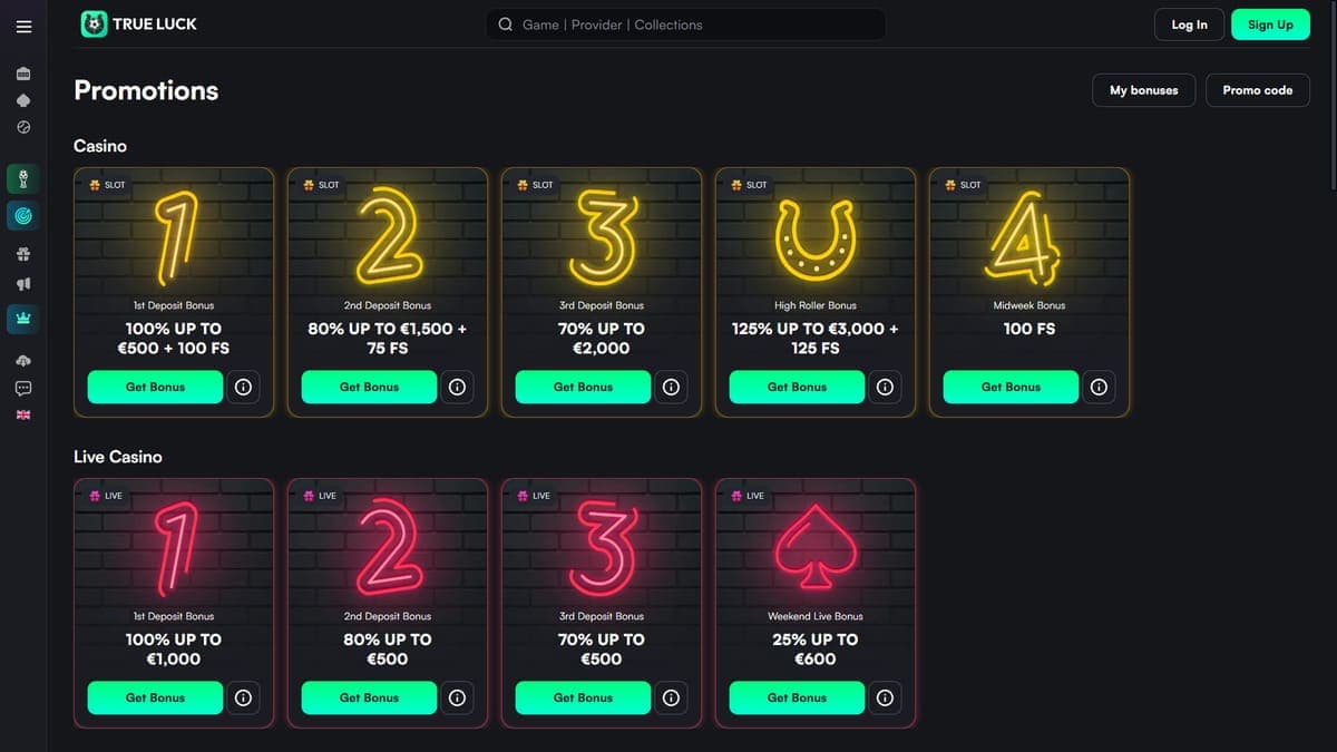 Promotions TrueLuck Casino