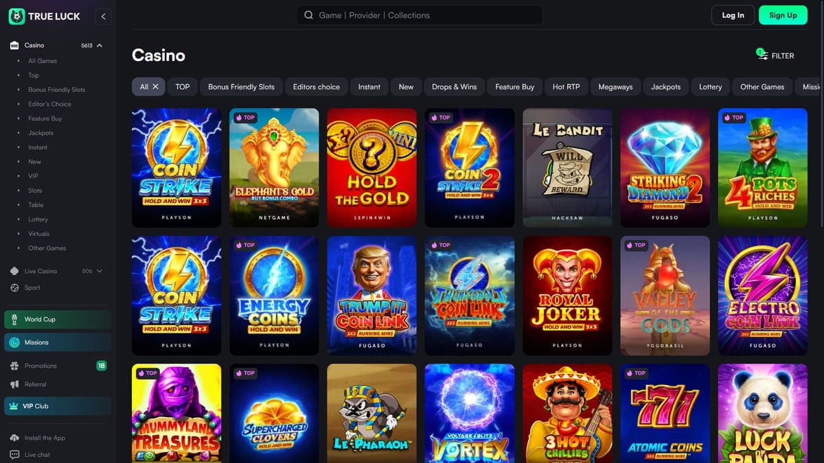 Game library TrueLuck Casino