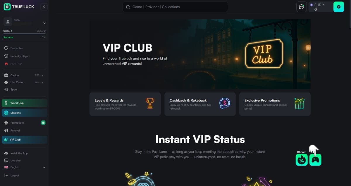 VIP Club TrueLuck Casino