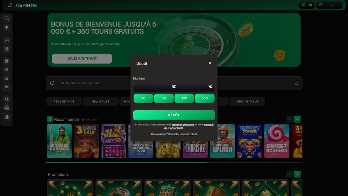 Deposit USpin Casino