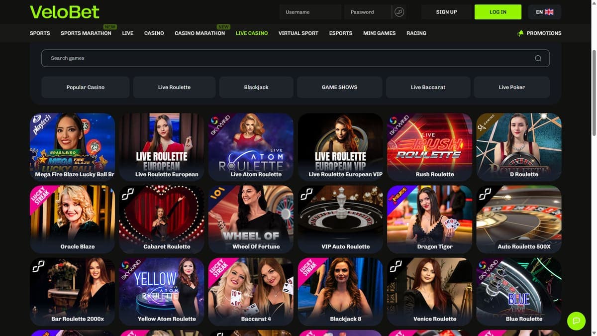 Live Casino Velobet Casino