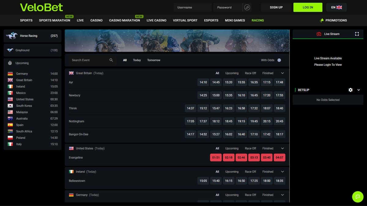 Racing Velobet Casino