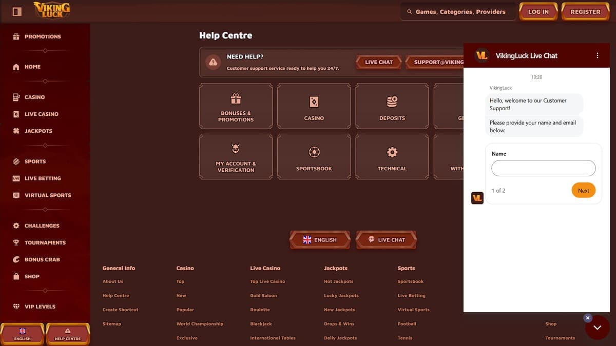 Help centre Viking Luck Casino