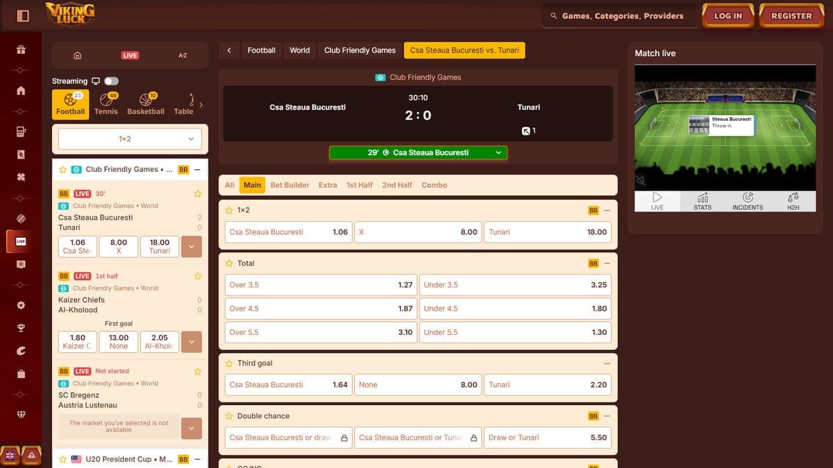 Live betting Viking Luck Casino