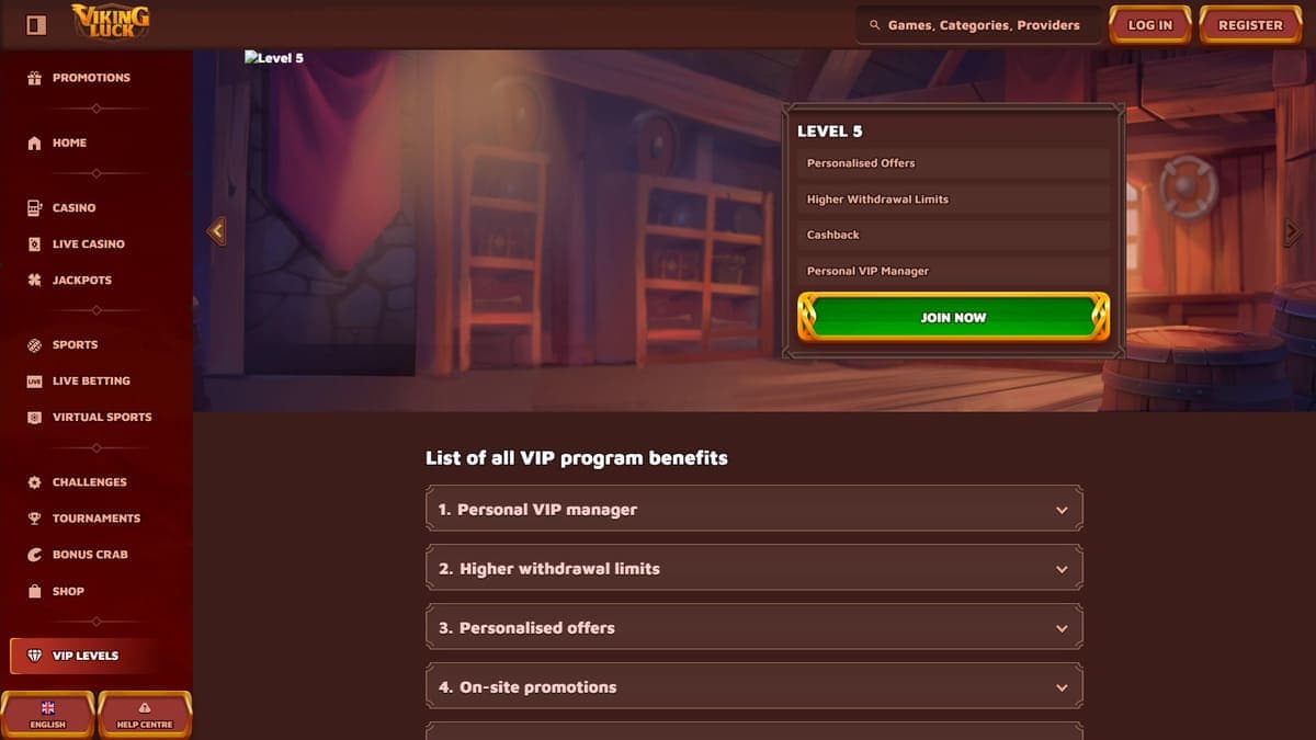 VIP programme Viking Luck Casino