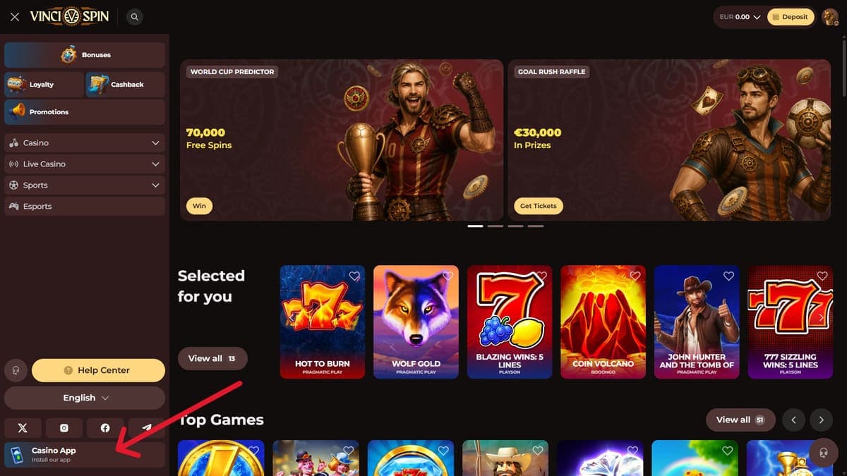 App Vincispin Casino
