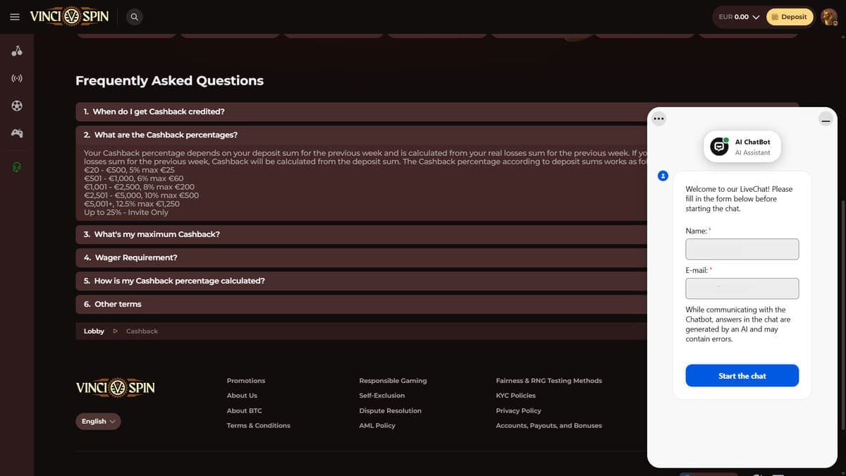 FAQ Vincispin Casino