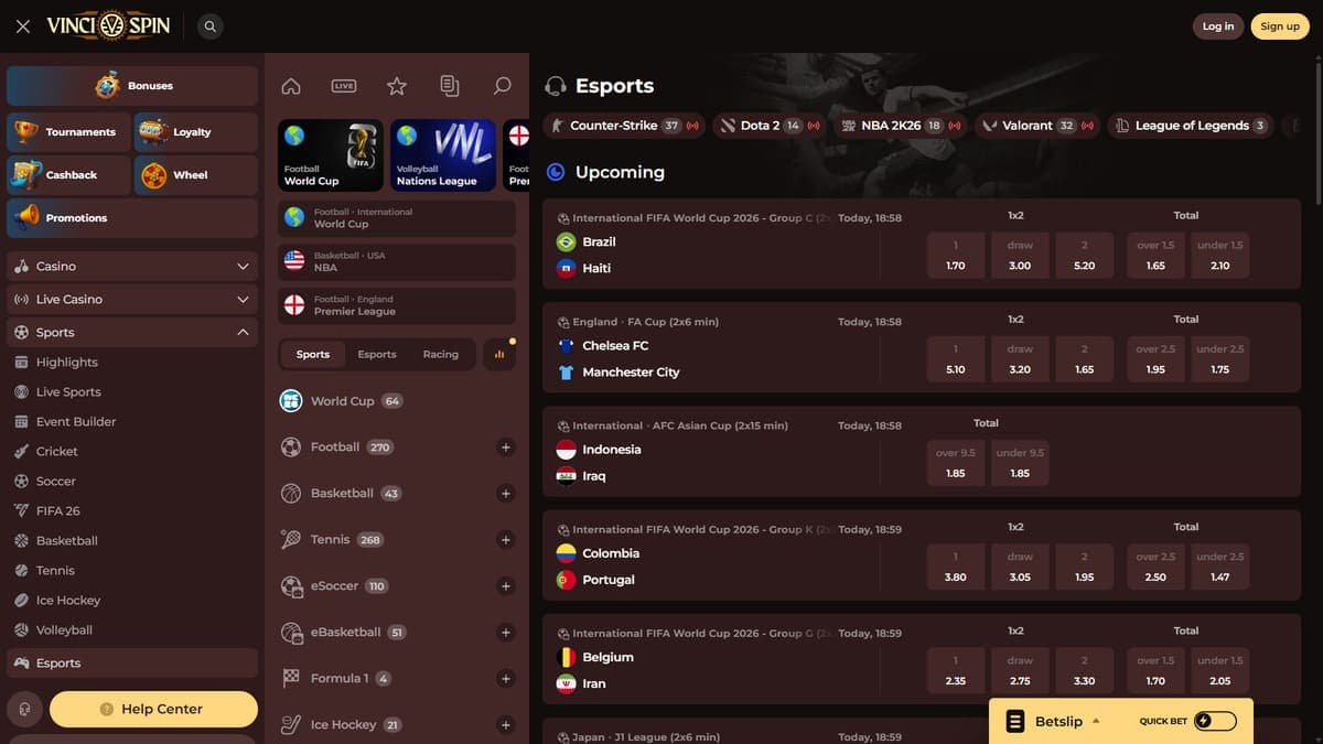 Esports Vincispin Casino