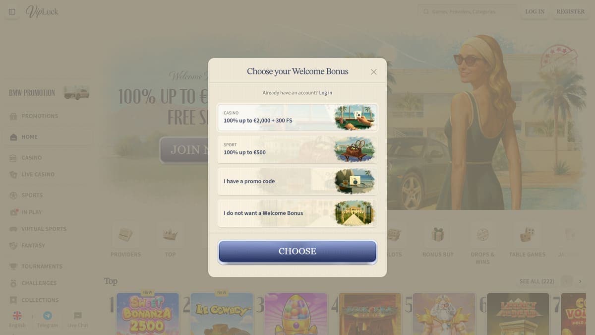 Registration VipLuck Casino