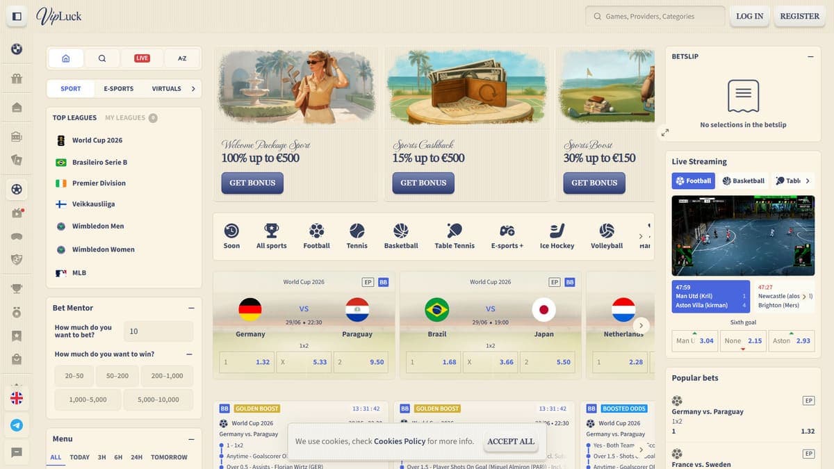 Bookmaker VipLuck Casino