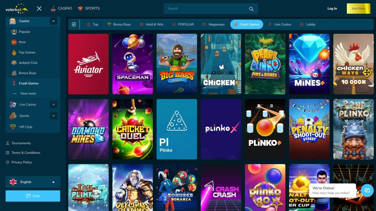 Crash games Volerbet Casino