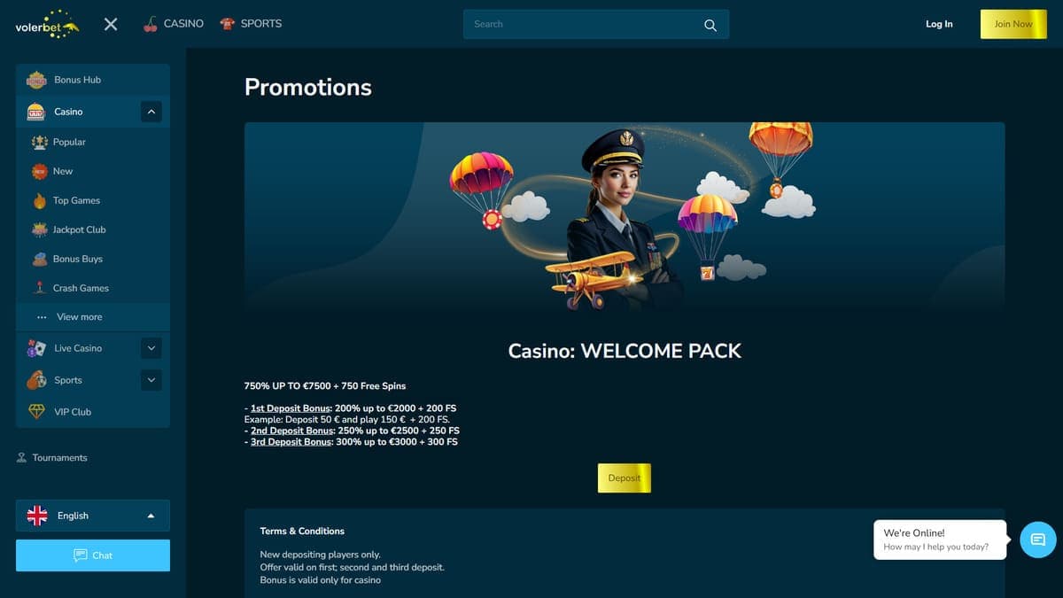 Welcome bonus Volerbet Casino