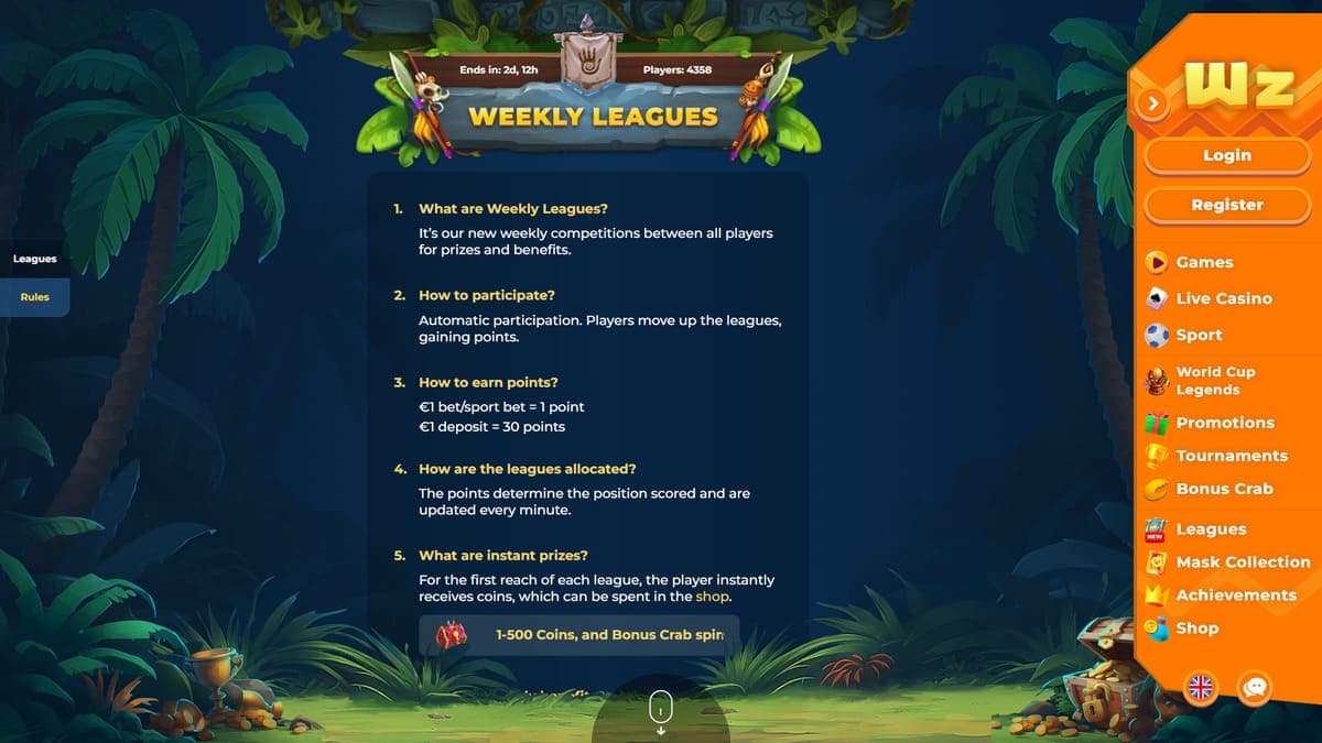 Leagues Wazamba Casino