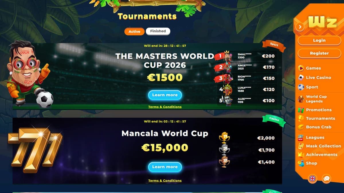 Tournaments Wazamba Casino
