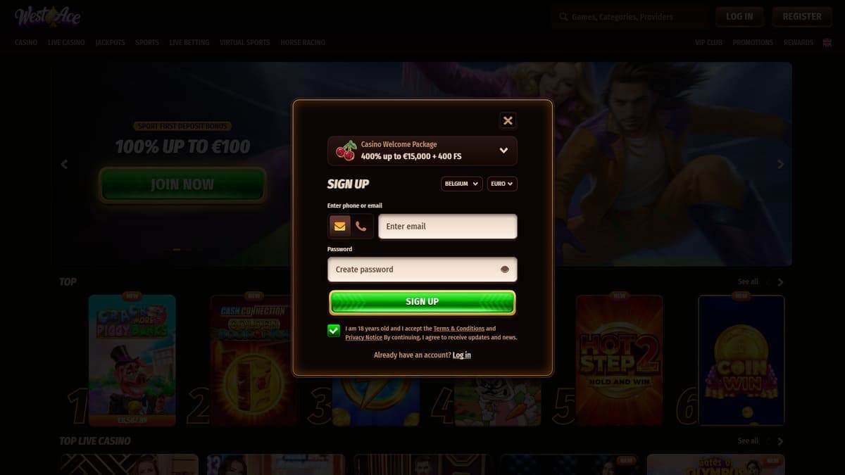 Sign up Westace Casino