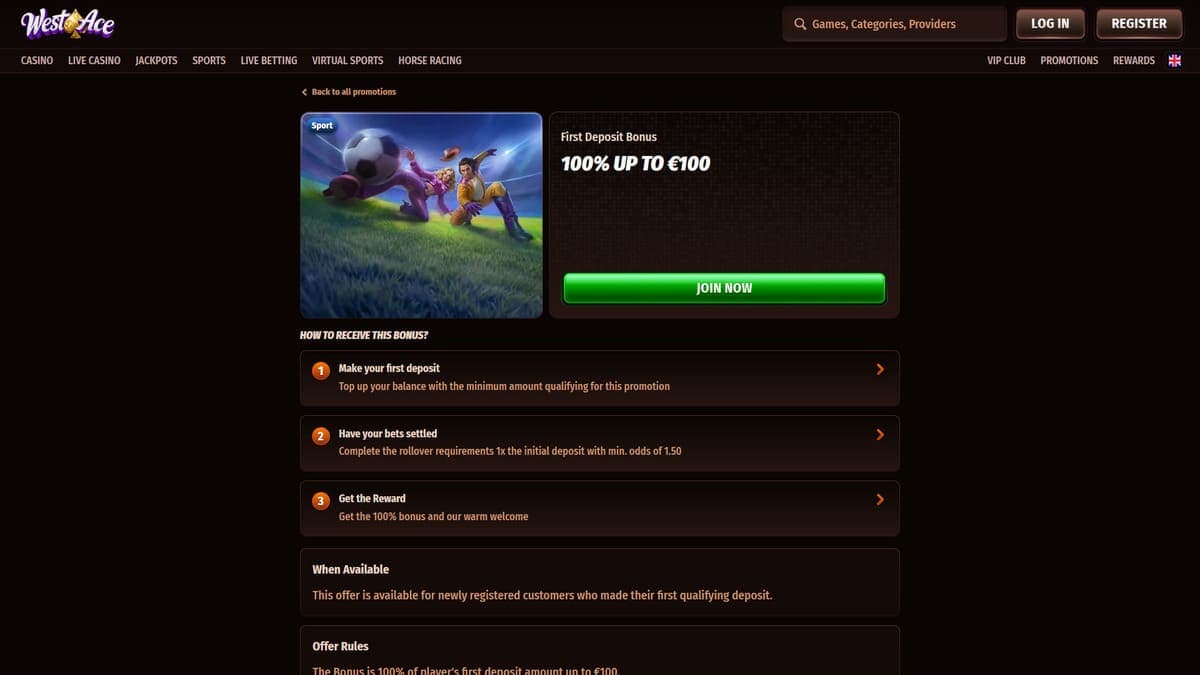 Sport welcome bonus Westace Casino