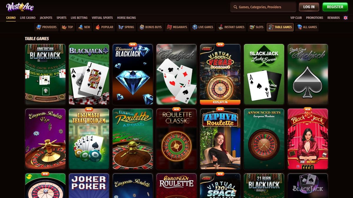 Table games Westace Casino