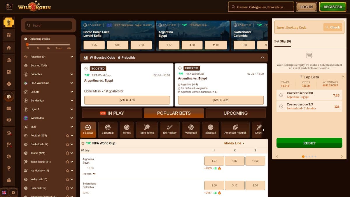 Sports betting WildRobin Casino