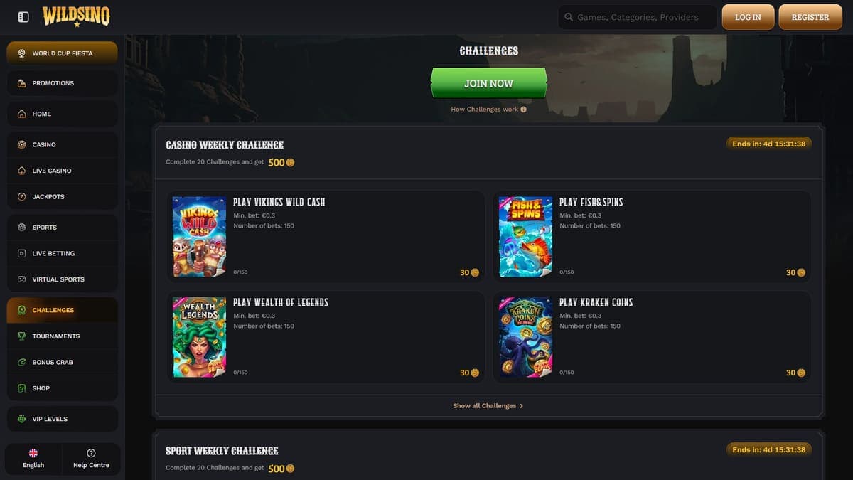 Challenges Wildsino Casino