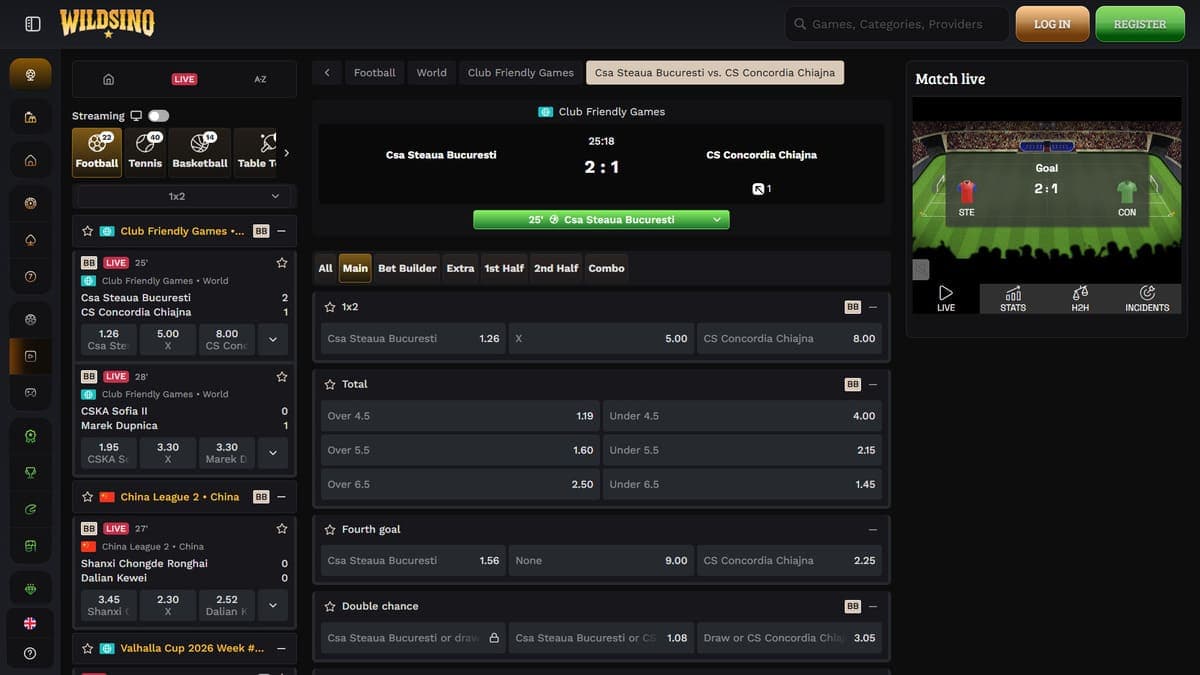 Live betting Wildsino Casino