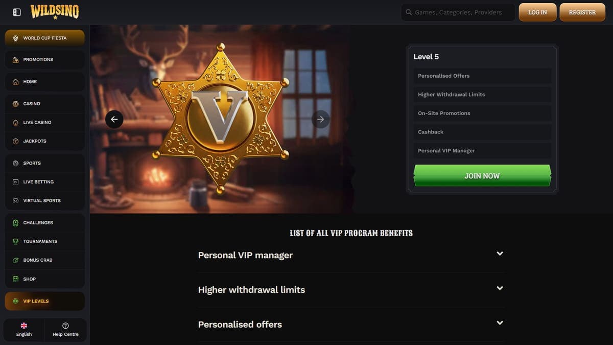 VIP programme Wildsino Casino