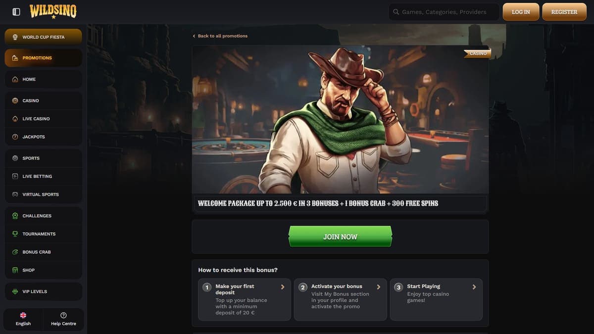 Welcome bonus Wildsino Casino