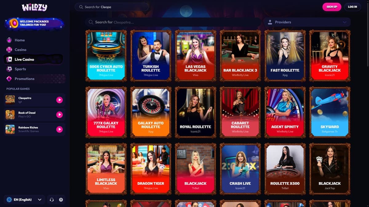 Live casino Wildzy Casino