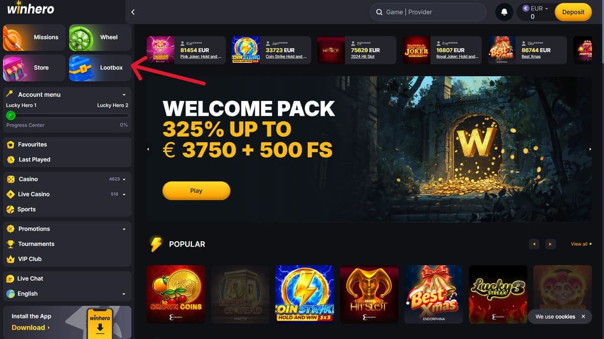 Shop Winhero Casino