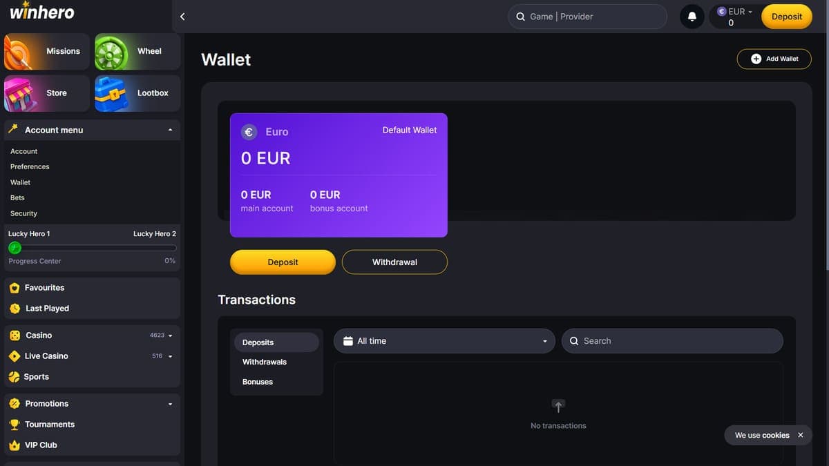 Withdrawal Winhero Casino