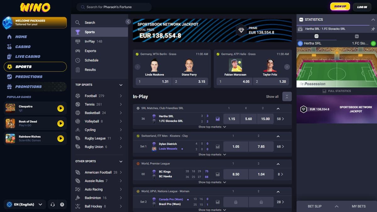 Sports betting Wino Casino