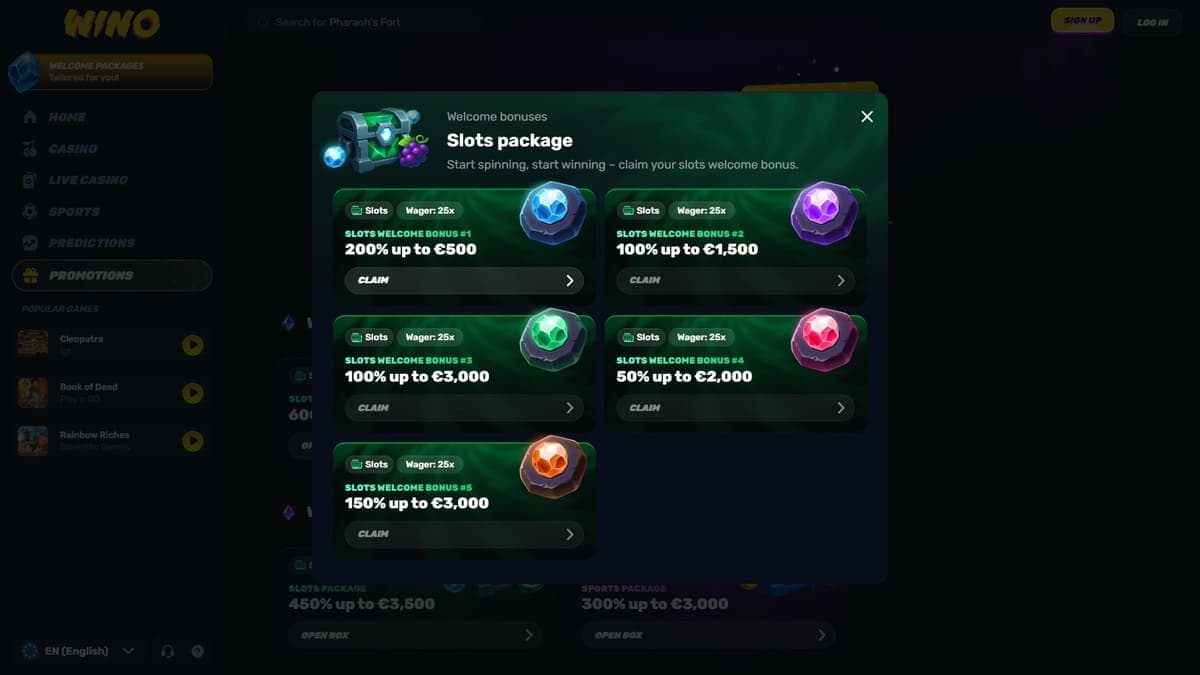 Welcome bonus Wino Casino