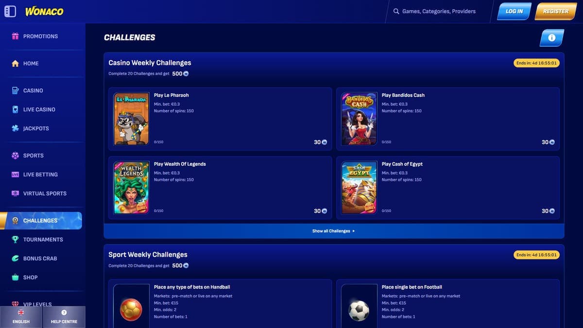 Challenges Wonaco Casino